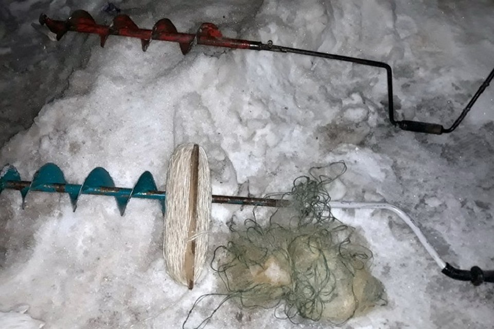 Пока напарник размахивал ножом, второй браконьер попытался скрыться с уликами. Фото: gosinspekciya.gov.by.