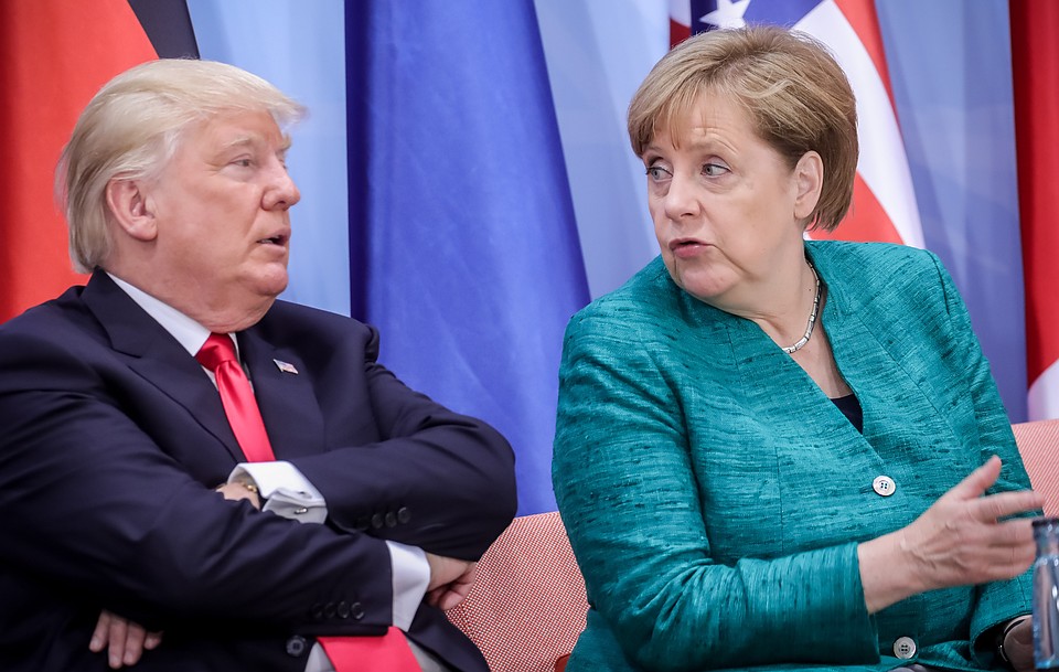 Президент США Дональд Трамп и канцлер Германии Ангела Меркель