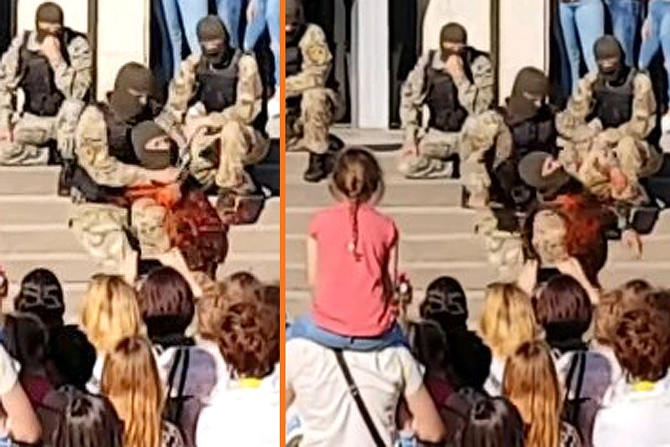 Запорожские спецназовцы устроили "кровавое" шоу перед школьниками.