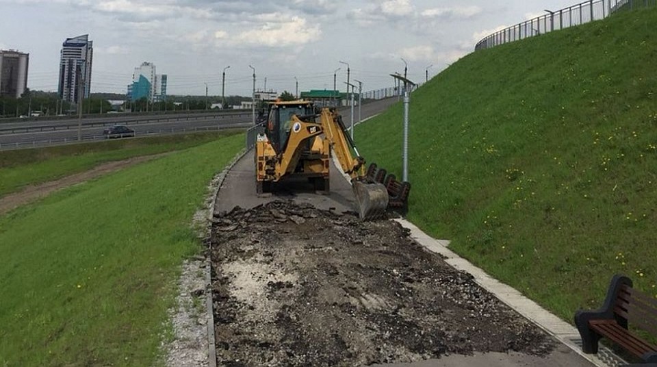 Повреждения на террасах Нагорного парка устраняют в Барнауле