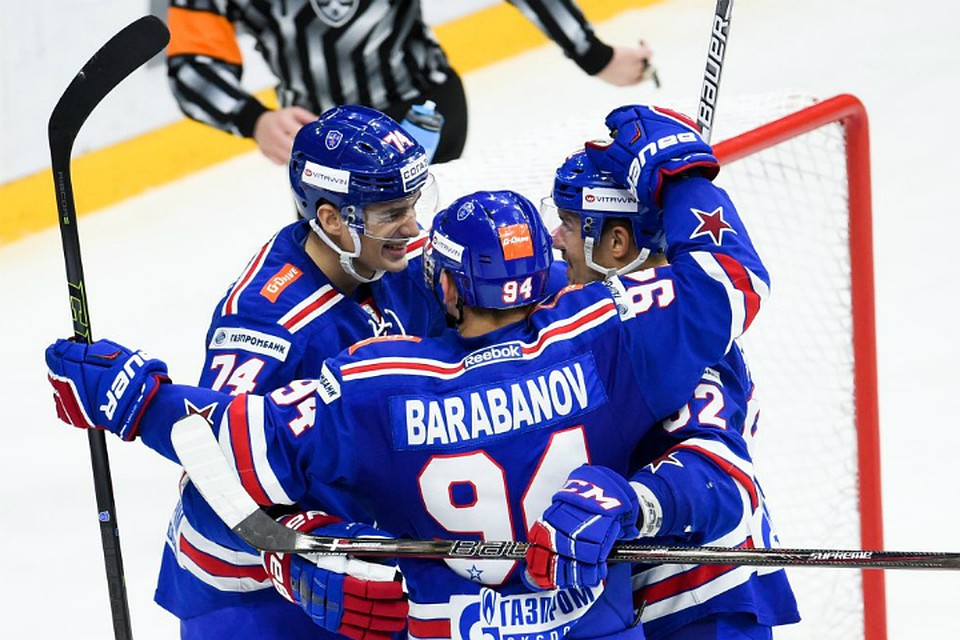 СКА обыграл "Амур" со счетом 3:2, Барабанов сделал "дубль". Фото: ХК СКА