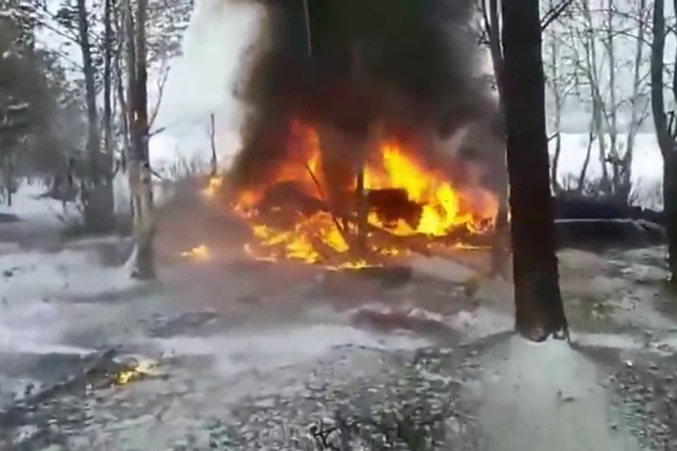 Появилось первое видео с место крушения вертолета «Робинсон» в Улан-Удэ. Фото: соцсети