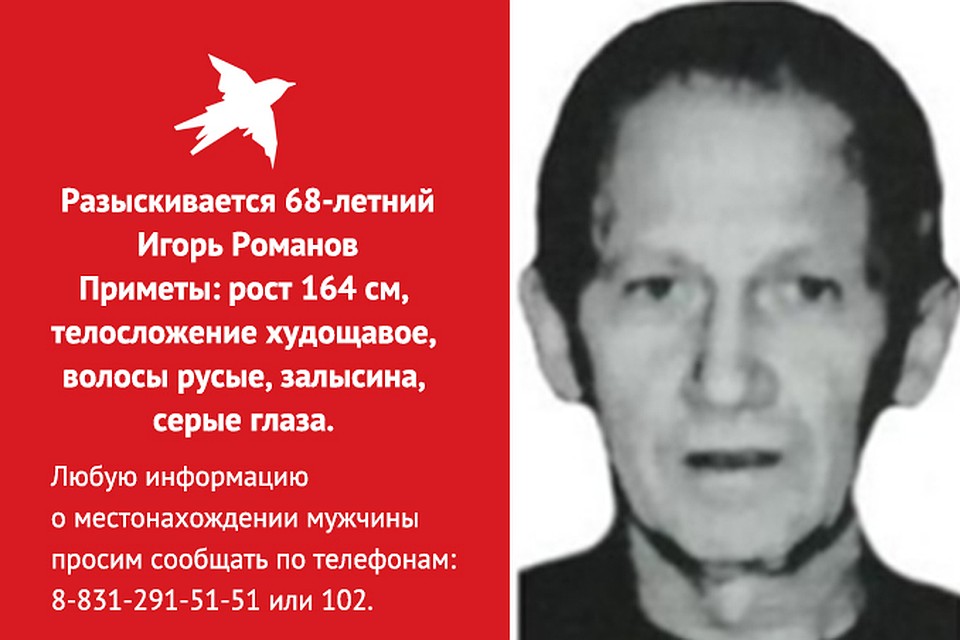 В Нижнем Новгороде разыскивают 68-летнего Игоря Романова