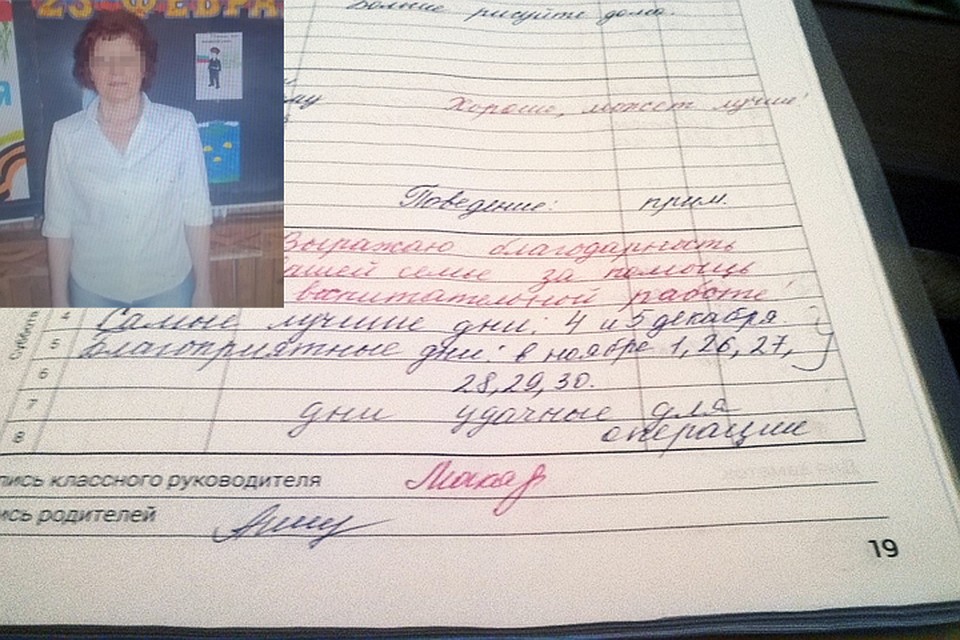 Учитель и ее странная запись в дневнике.