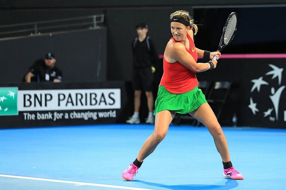 Виктория Азаренко не смогла обыграть твою напараницу. Фото: twitter.com/FedCup