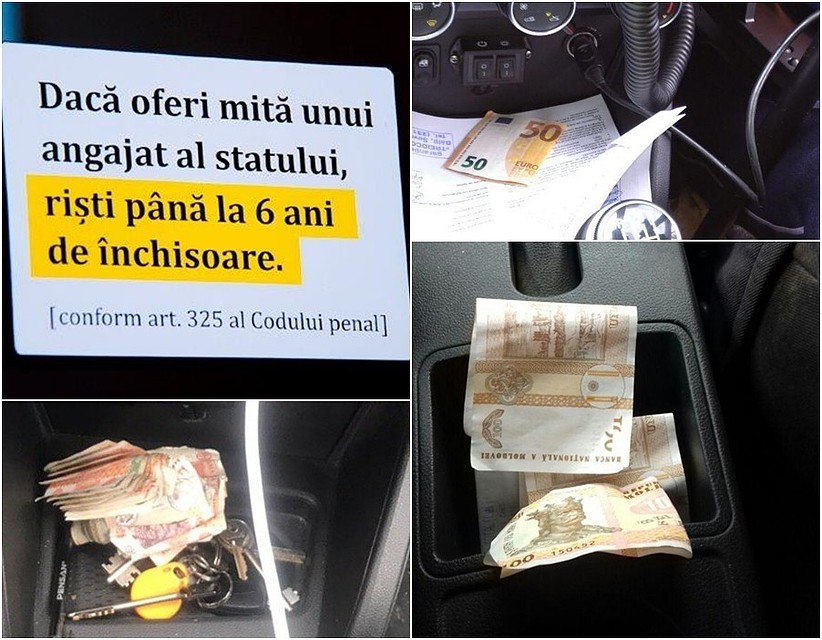 Полицейские предупредили, что взяток не берут, но нарушители настаивали и бросали деньги в окно автомобиля полиции. Фото noi.md