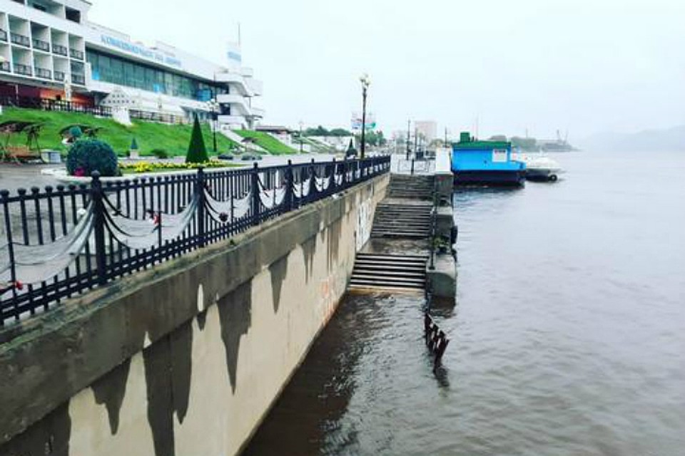 Уровень Амура в Комсомольске 20 августа 2019: вода добралась до 530 сантиметров
