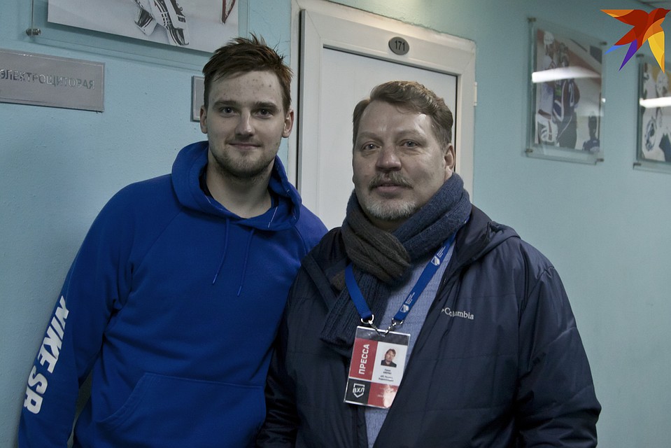 Павел Хомченко и спортивный обозреватель "Комсомолки" Павел Аверин после победного для воскресенского "Химика" матча. Январь 2019. Рязань