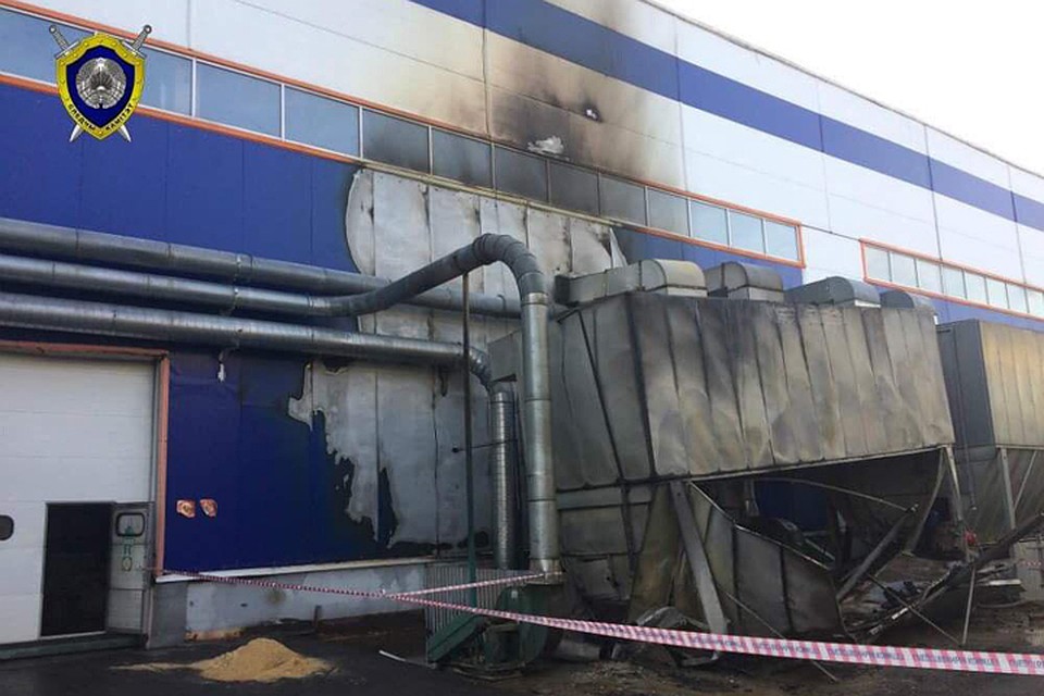 Взрыв на заводе в Шклове: цех остановлен. Фото: СК РБ.