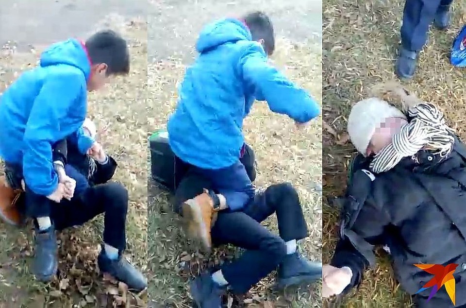 Кто-то из школьников снял драку на мобильный телефон.