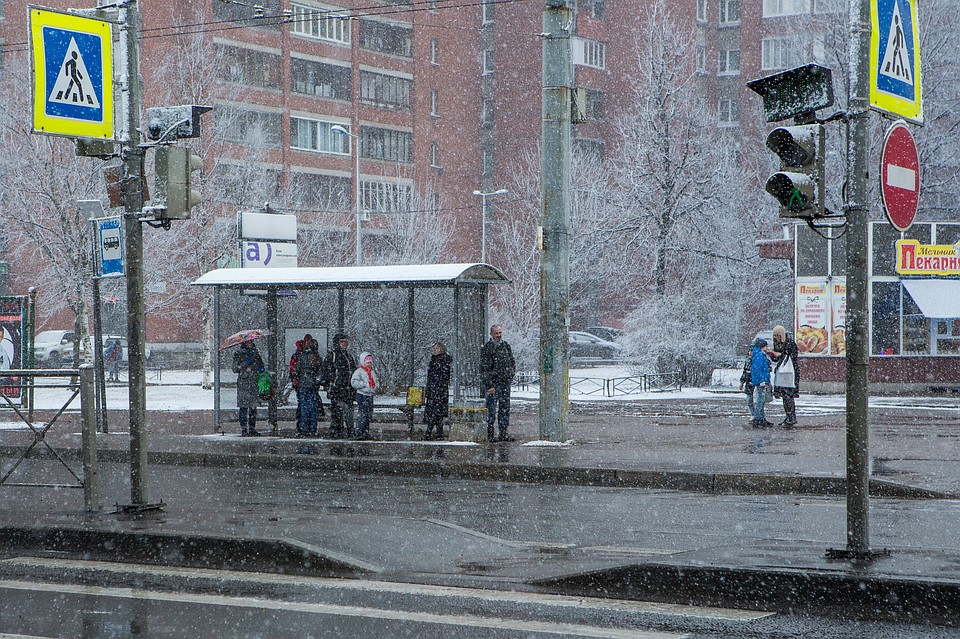 Новая неделя начнется в городе на Неве с мокрого снега.