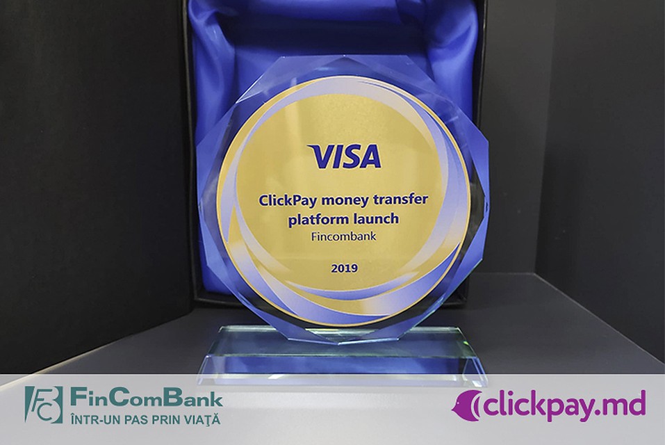 Fincombank удостоен награды от Visa за внедрение уникальной платформы в Молдове ClickPay.md