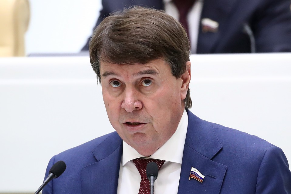 Член комитета Совета Федерации по международным делам Сергей Цеков во время выступления на пленарном заседании Совета Федерации РФ. Фото: Валерий Шарифулин/ТАСС