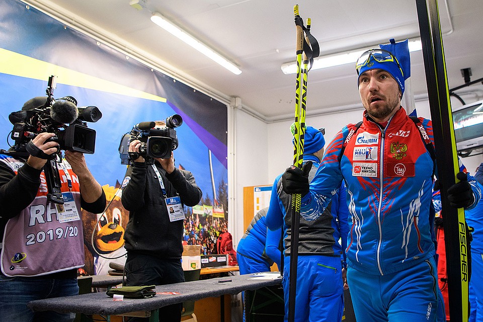 Александр Логинов перед эстафетой 4x7,5 км на чемпионате мира по биатлону в итальянском Антхольце. Фото Joel Marklund, Zuma\TASS