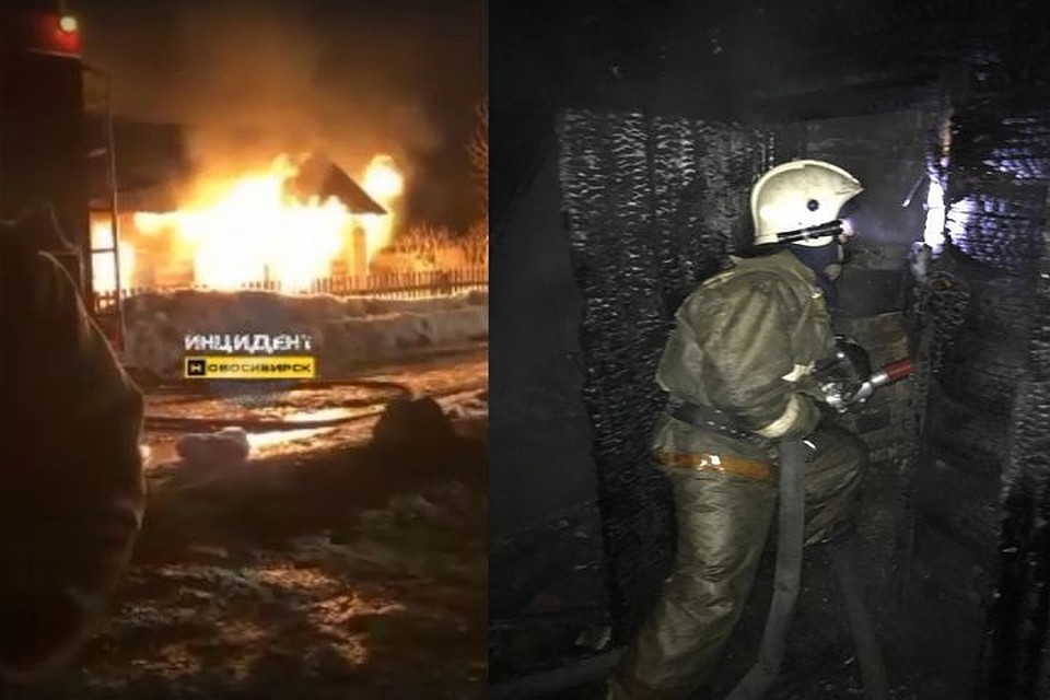 Для ликвидации пожара задействованы 6 человек и 3 единицы техники. Фото: Кадр из видео\ ГУ МЧС по НСО