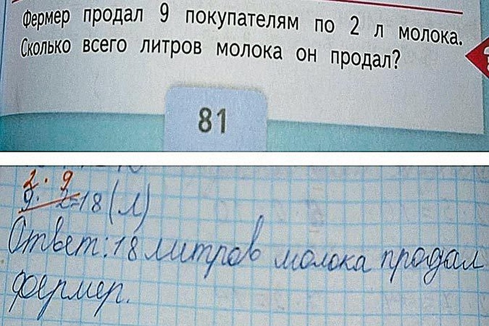 Обалдевшие родители выложили в Интернете задачу и вердикт учителя, проверявшего домашнюю работу.