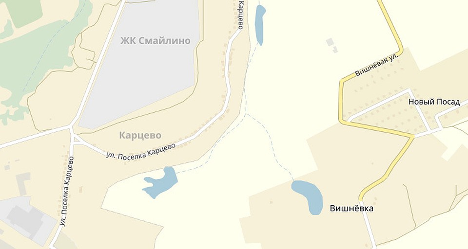 Местоположение пруда в Карцево