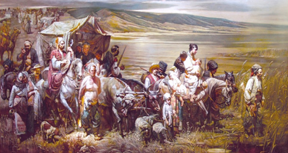 Переселение Запорожских казаков на Кубань. Картина Геннадия Квашуры.