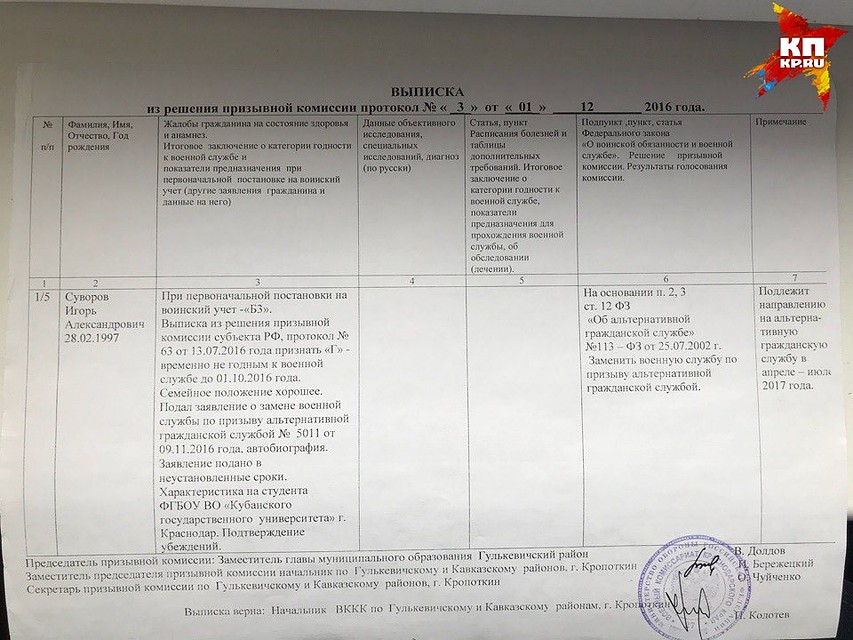 Игорю официально заменили военную службу на альтернативную.