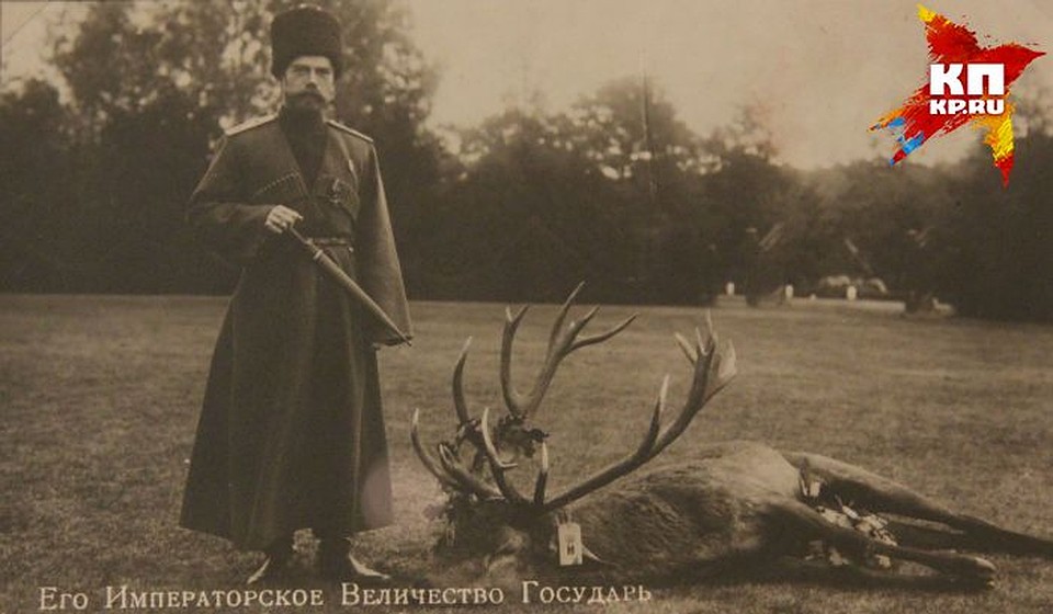 Николай II и убитый им олень. Фото: проект "Трагедия семьи... Трагедия Родины...", Свердловский областной краеведческий музей имени О.Е. Клера