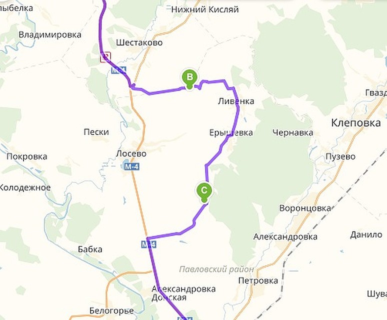 Дорога через села Фото: Яндекс.Карты