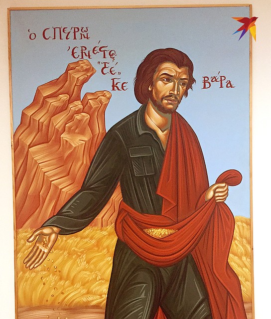 В Греции часто рисуют революционера Че Геваре в виде библейского сеятеля. Фото: Дарья АСЛАМОВА