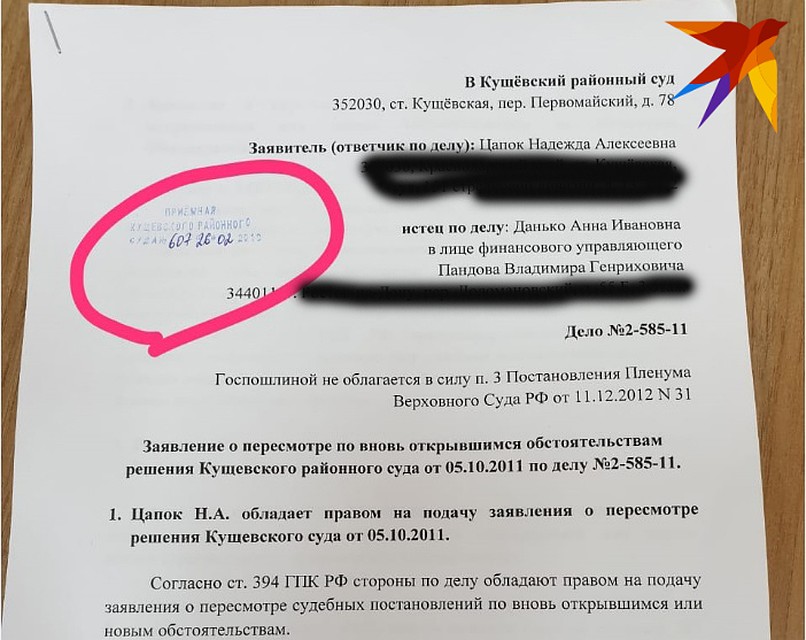 Заявление Цапок в суде приняли
