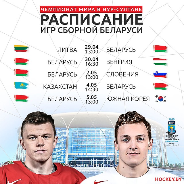 Расписание матчей сборной Беларуси на чемпионате мира в Нур-Султане.