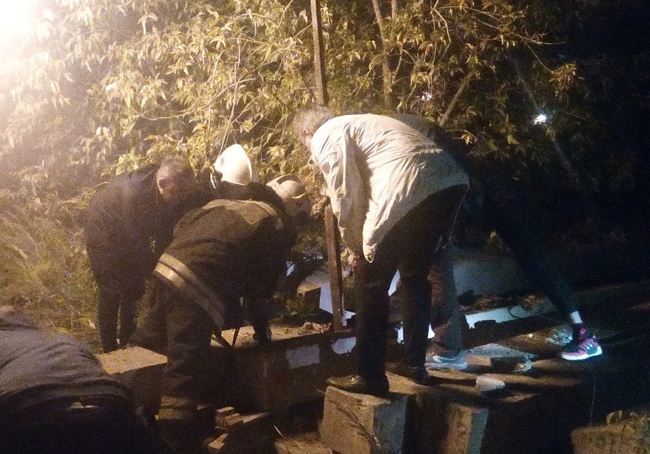 Спасатели помогли местным жителям достать щенков из под плит на стройке Фото: ГУ МЧС России по Тверской области