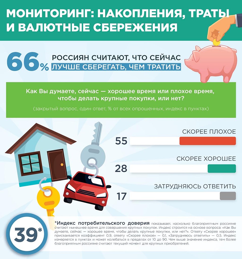 28% россиян хотят тратить деньги на крупные покупки