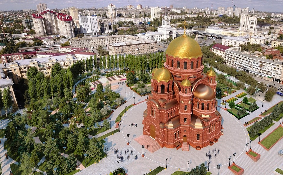 Пешеходная зона в дальнейшем соединит Алллею Героев и сквер у собора Александра Невского. Фото администрации Волгограда.