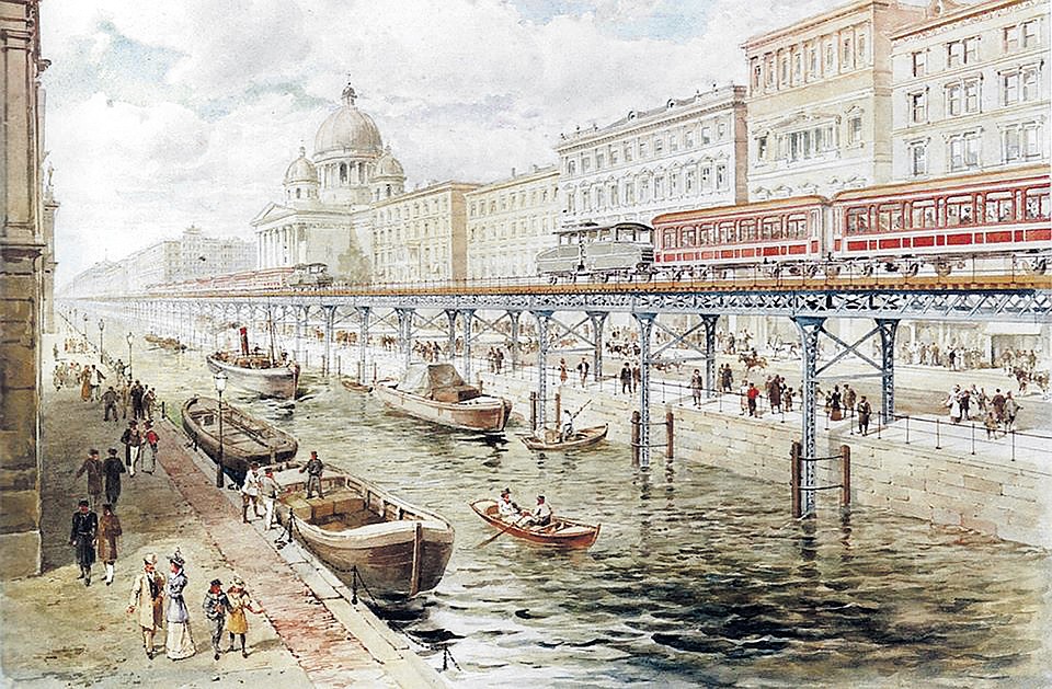 Санкт-Петербург. В тогдашней столице тоже подумывали строить метро. Но проект завернули сразу. В Петербурге предполагалось участие иностранного капитала. Этого в российском правительстве не хотели. Иллюстрации из фонда Музея Москвы.