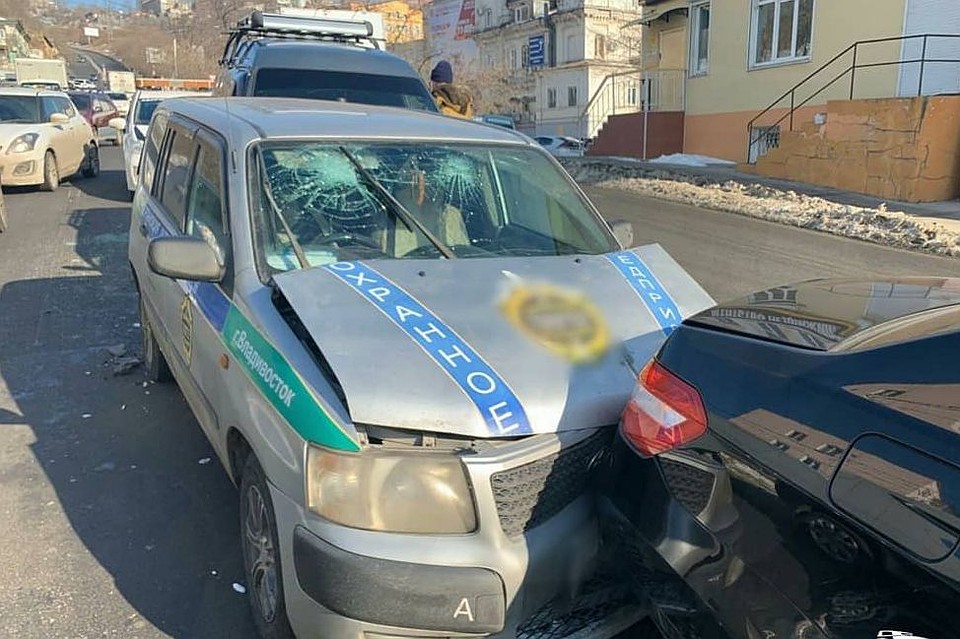 Экипаж «Тойоты» ударился об лобовое стекло. Фото: AK_VDK, dps_vl