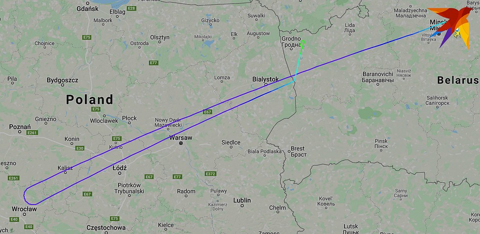 Схема полета самолета. Фото: Flightradar24.