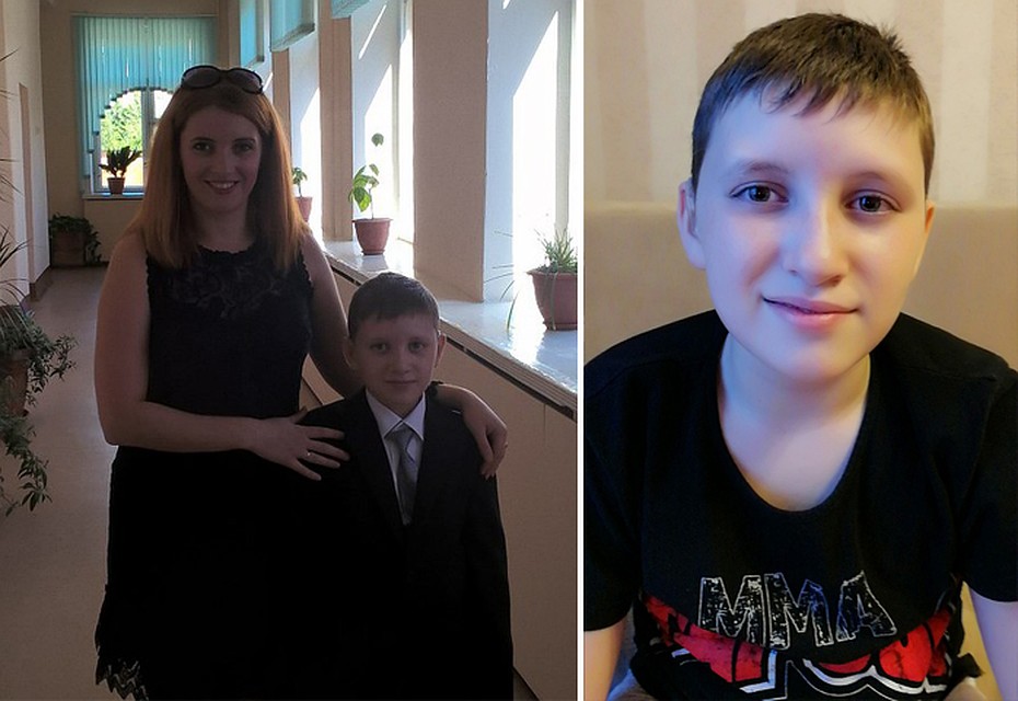 Максим Овчинников в первом классе с мамой и сейчас. Фото из личного архива героев материала.