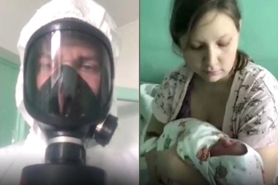 Роды у девушки проходили в инфекционной больнице в окружении врачей в защитных костюмах. Фото: личный архив.
