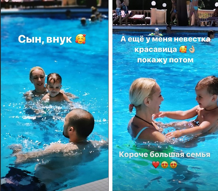 Телеведущая отдыхает вместе с сыном Жаном и его семьей.