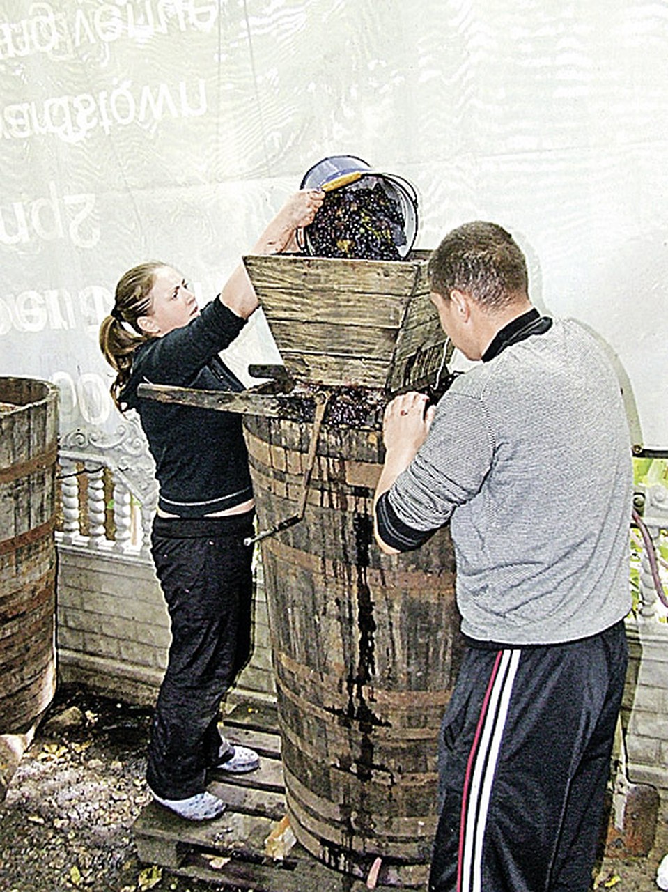 ...а так на самом деле делают вино почти на каждом молдавском сельском подворье.