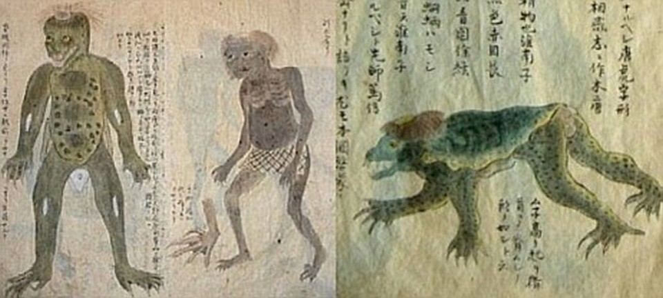 Каппа, нарисованный очевидцем в 1801 году.