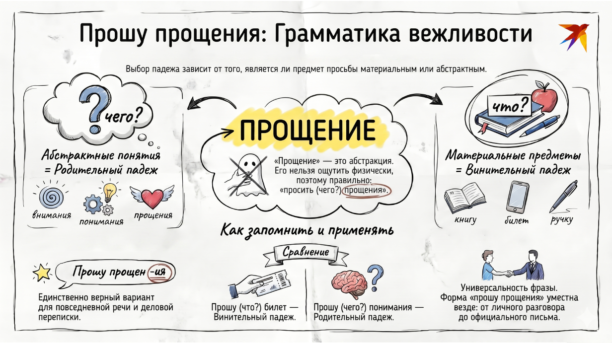 «Прошу прощения» или «прошу прощение» инфографика 