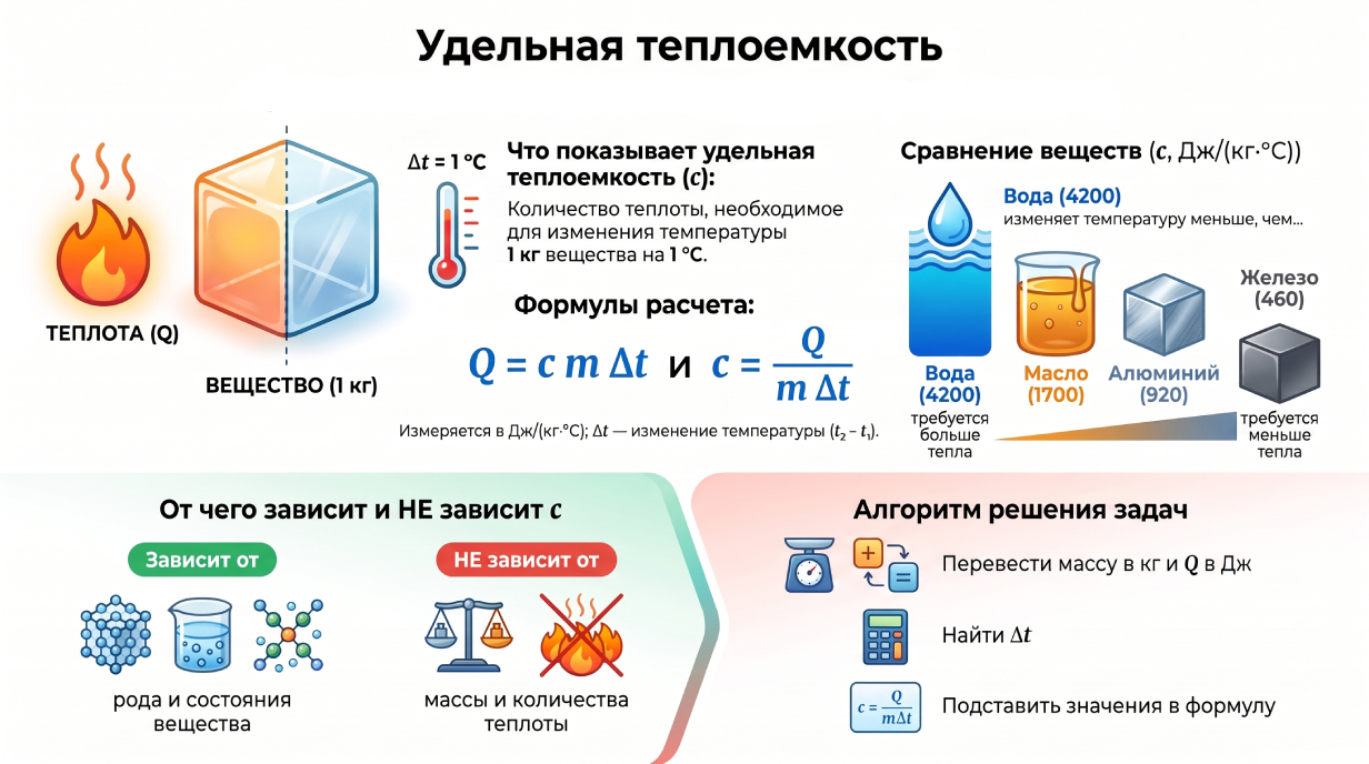 Удельная теплоемкость инфографика