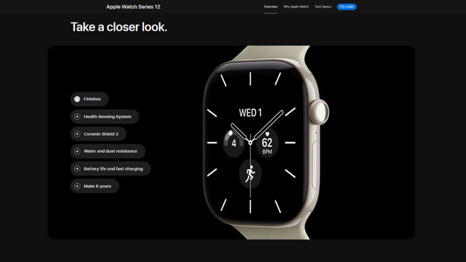 Apple Watch Series 12. Скриншот сайта apple.com
