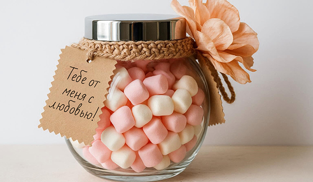 Баночка с пожеланиями и сладостями