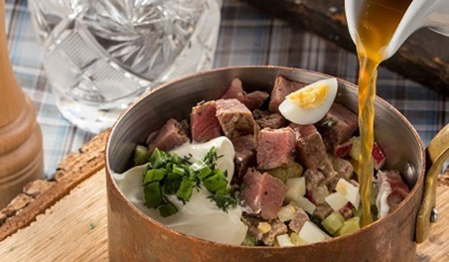 Окрошка с говядиной на квасе