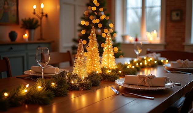 Красивые картинки, фото с новогодним оформлением столов для вдохновения