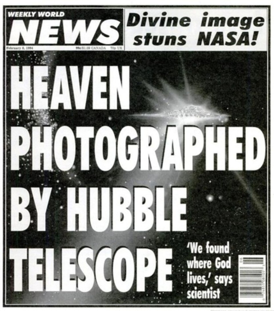 Обложка газеты "Weekly World News", которая и запустила байку про космический город.